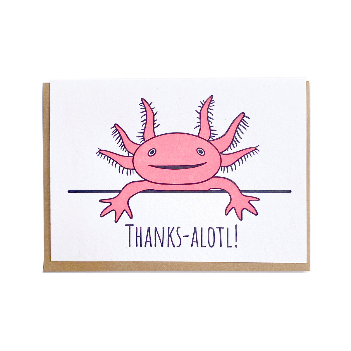 Axolotl Thanks Greeting Card LadyPilotLetterpress Axolotl Thanks Greeting Card LadyPilotLetterpress