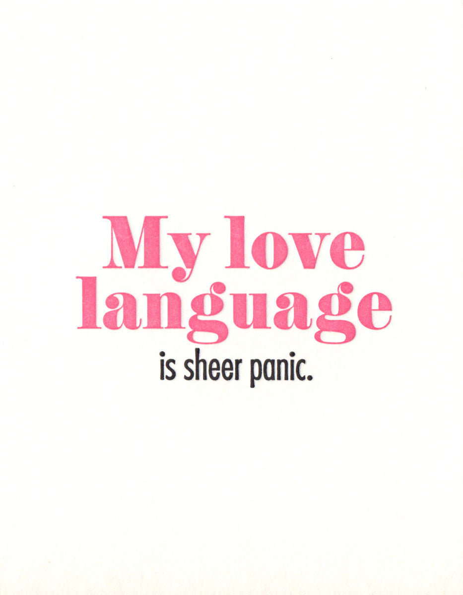 Sheer Panic Love Greeting Card LadyPilotLetterpress